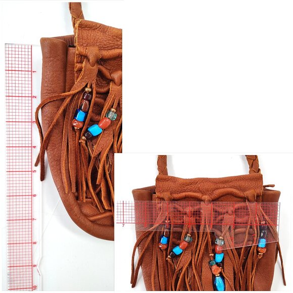 Deerskin Crossbody Purse Medicine Bag Fringe Beaded Soft USA Handmade Moondancer - Picture 14 of 16